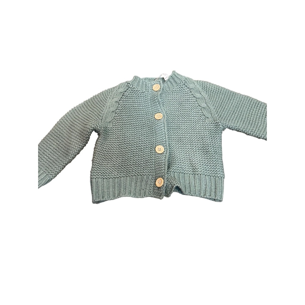 Peyton & Scout Baby Cardigan Sweater Girls 6-9 Months Green Knit Button Front
